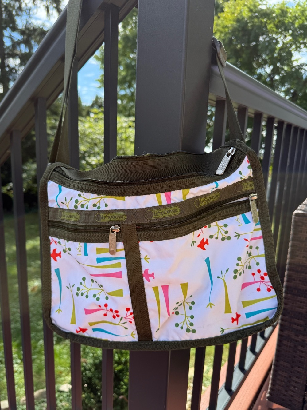 LeSportsac Floral Crossbody Bag White & Green